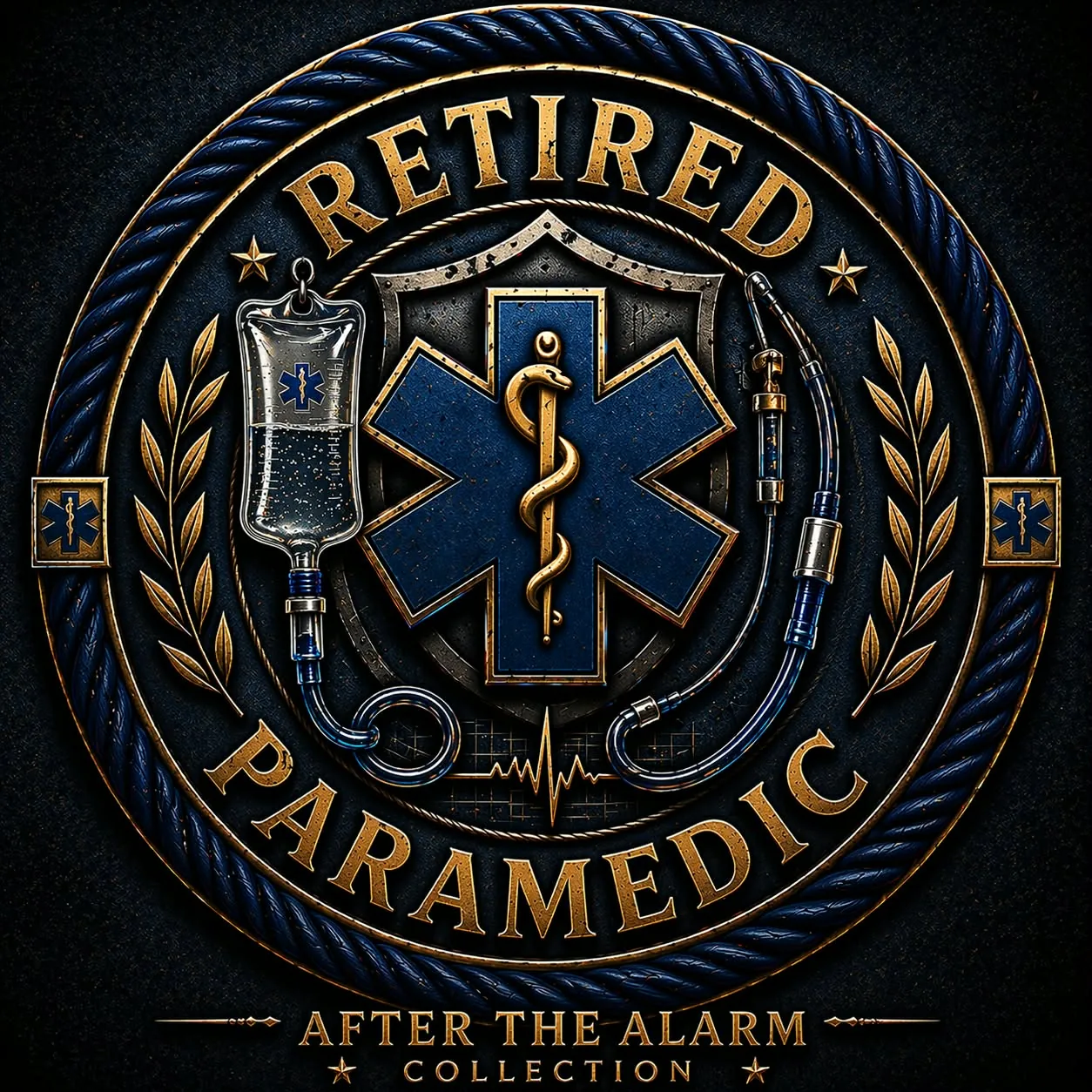 Retired Paramedic EMS Tribute Shirt Front Badge