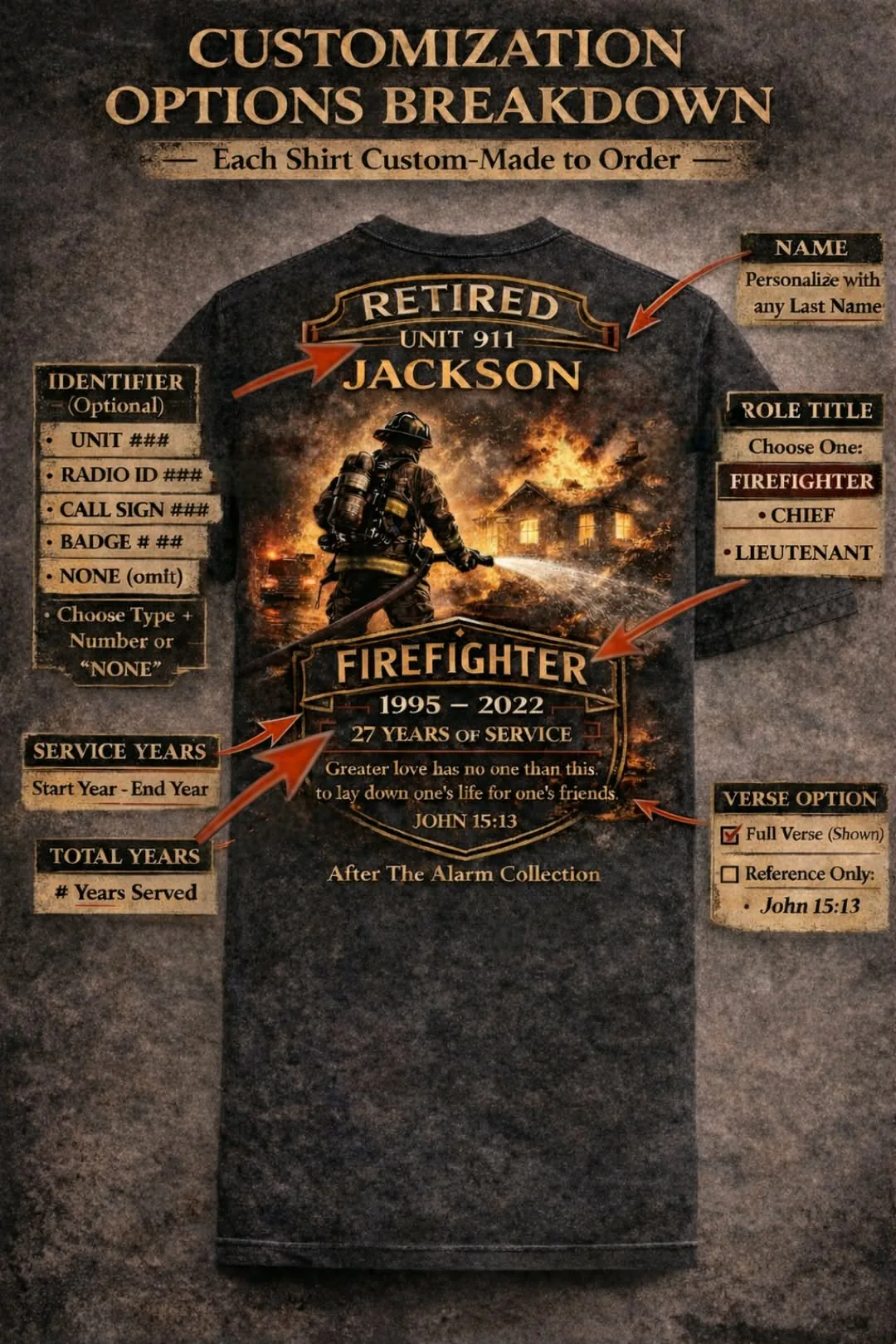 Firefighter Shirt Customization Details