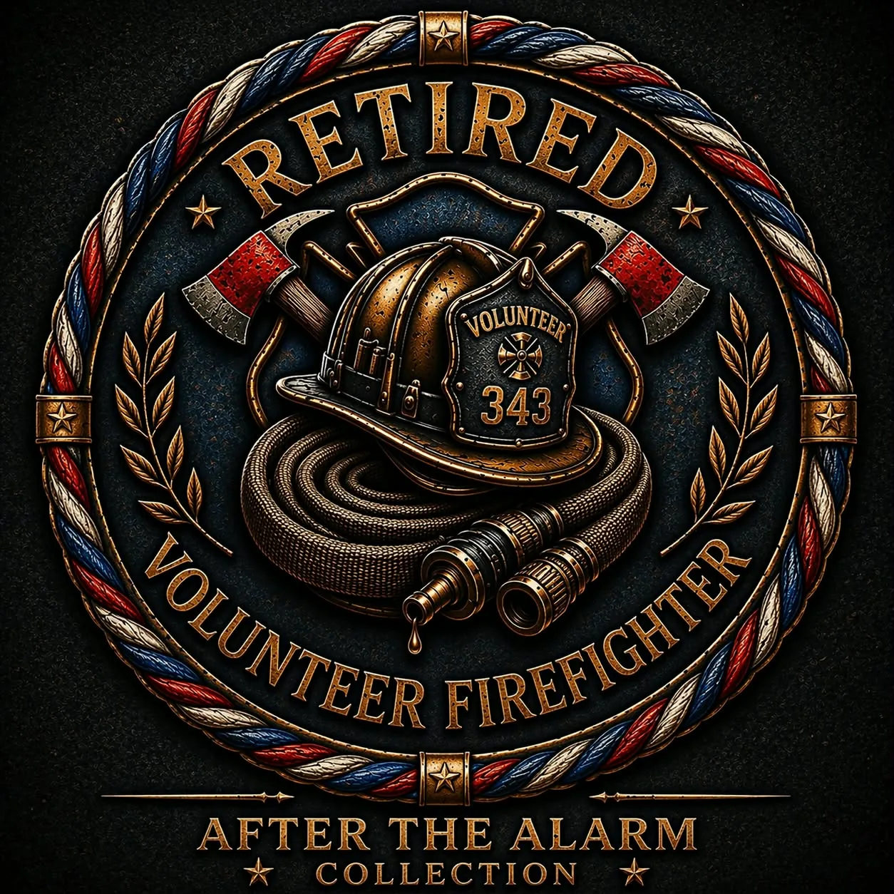 Retired Volunteer Firefighter Tribute Shirt Front Badge